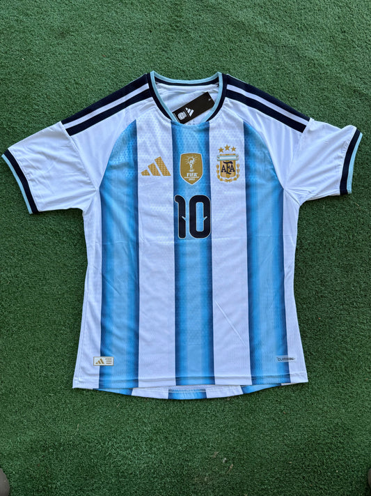 Argentina #10 Lionel Messi Jersey – Player Version Home World Cup 2026 + Free Soccer Ball Keychain (Slim Fit – Size Up Recommended)