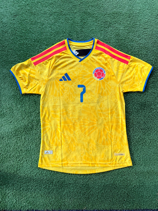 Colombia #7 Luis Díaz Jersey – Player Version World Cup 2026 + Free Soccer Ball Keychain(Slim Fit – Size Up Recommended)